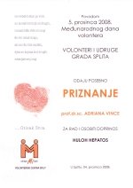 Adriana Vince volontersko priznanje